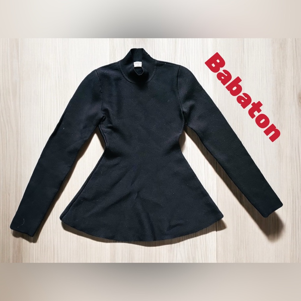 Aritzia Babaton Long Sleeve Knit Peplum Sweater size XS